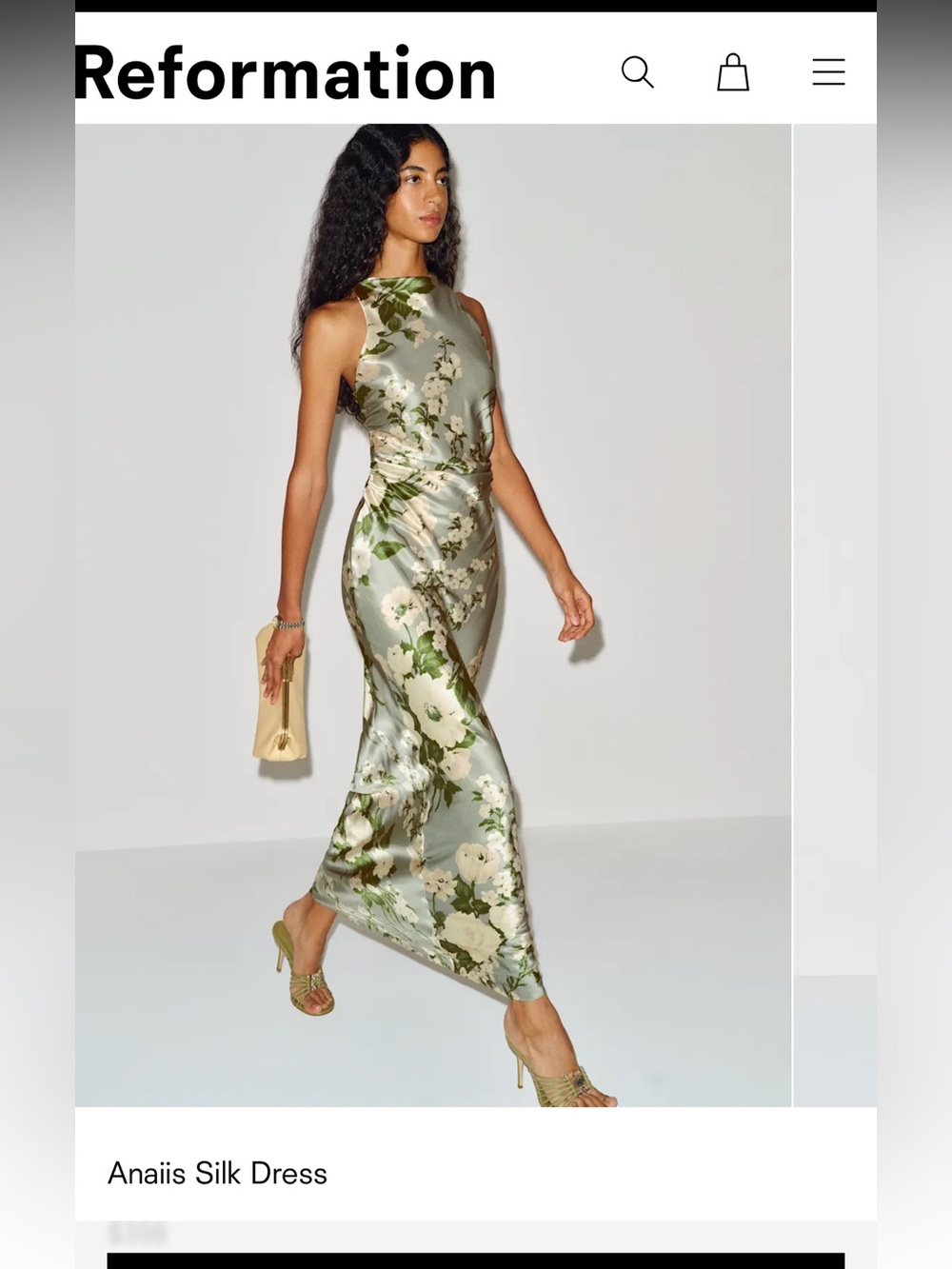 Reformation Anaïs Silk Maxi Dress in Sage Floral - Picture 5 of 10